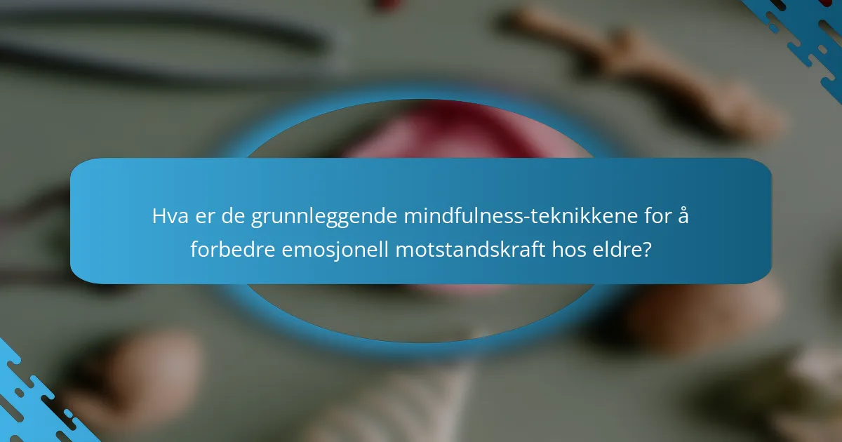 Hva er de grunnleggende mindfulness-teknikkene for å forbedre emosjonell motstandskraft hos eldre?