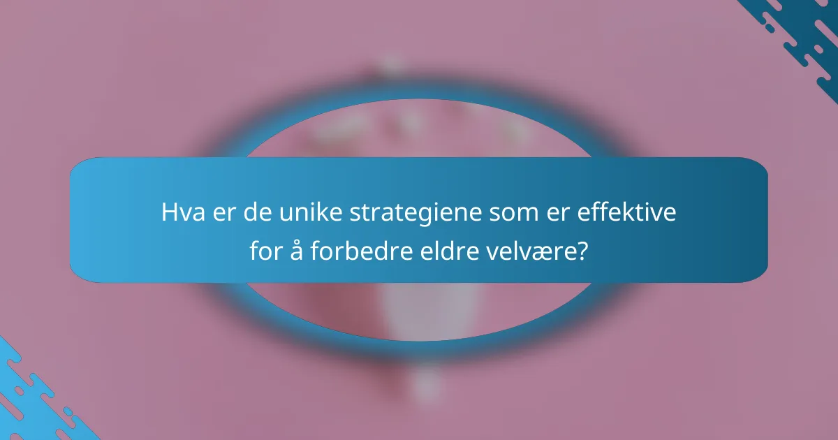 Hva er de unike strategiene som er effektive for å forbedre eldre velvære?