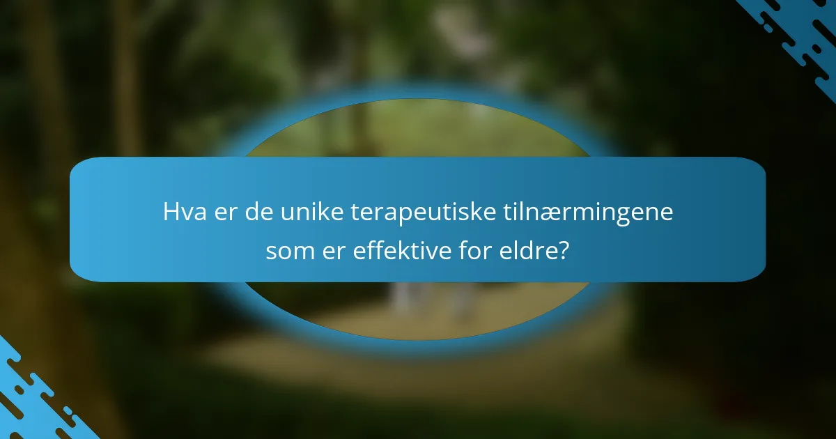 Hva er de unike terapeutiske tilnærmingene som er effektive for eldre?