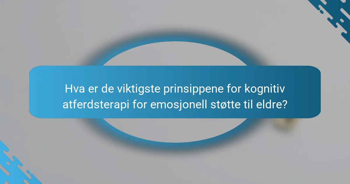 Hva er de viktigste prinsippene for kognitiv atferdsterapi for emosjonell støtte til eldre?